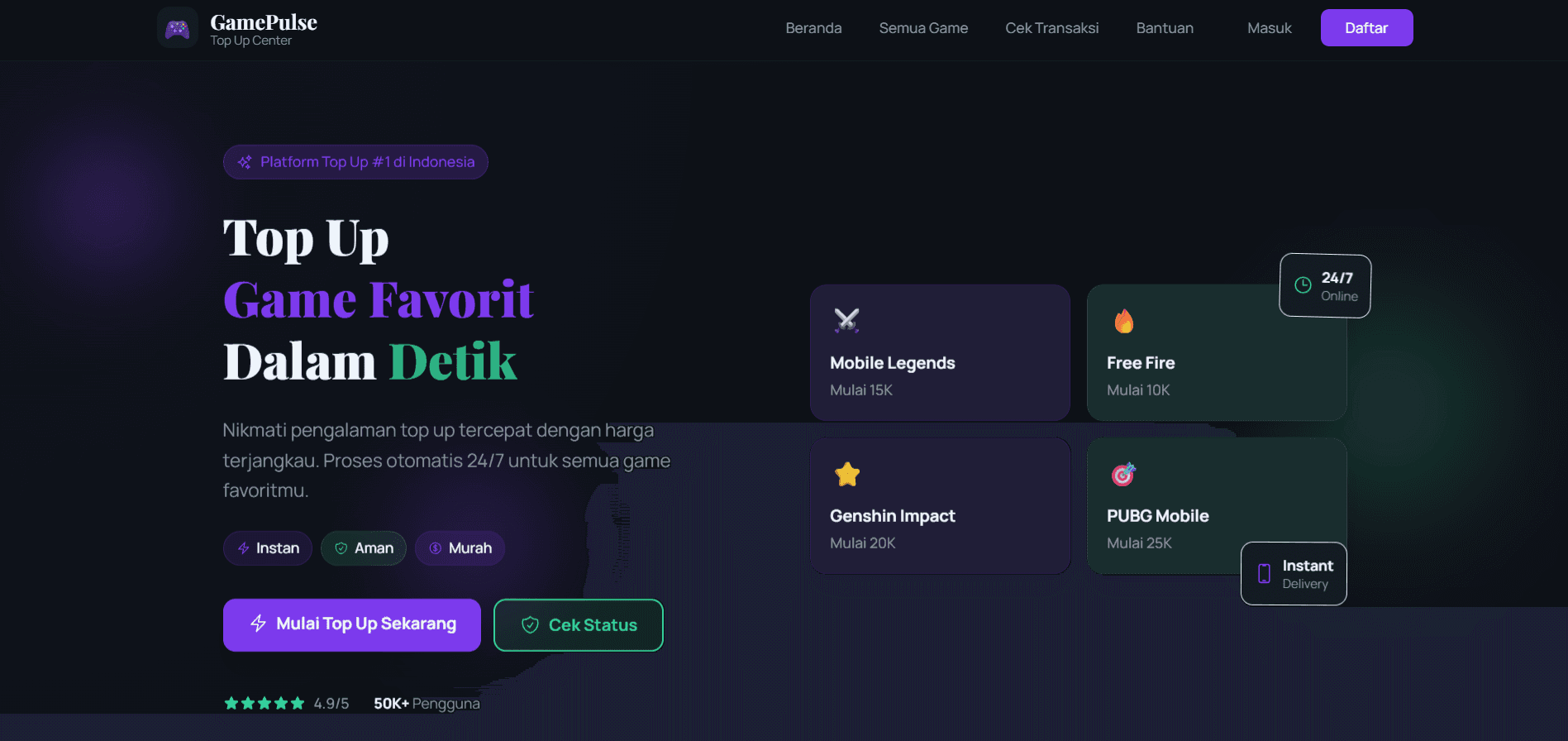 Website Top-Up Game
